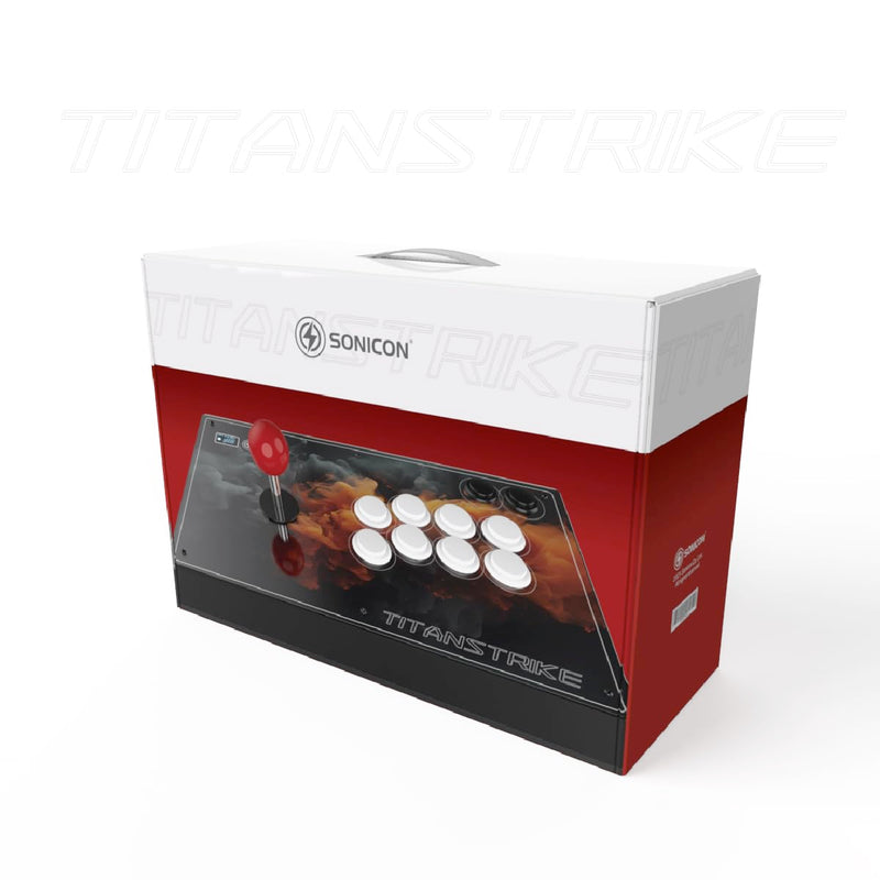Sonicon TitanStrike Arcade Fight Stick 1ms Low Latency USB Fighting Controller with Durable Mechanical Sanwa Buttons, Metal Case, Mini-LED Screen, Turbo for Fighting Games on PS4/PS3/PC/N-Switch - Game Gear