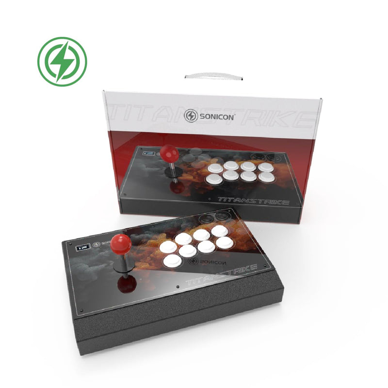 Sonicon TitanStrike Arcade Fight Stick 1ms Low Latency USB Fighting Controller with Durable Mechanical Sanwa Buttons, Metal Case, Mini-LED Screen, Turbo for Fighting Games on PS4/PS3/PC/N-Switch - Game Gear