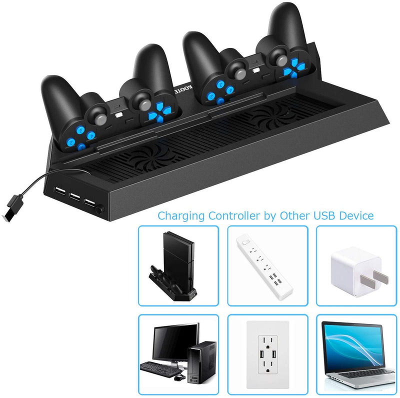 PS4 PlayStation 4 Stand with Cooling Fans, Controllers Charging Station with Dual Charging Ports and USB Hub for Sony Dualshock 4 Controllers - Game Gear